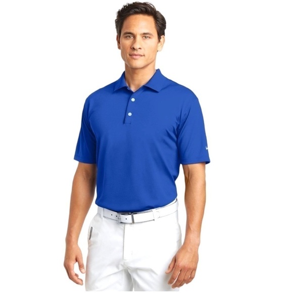 NIKEGOLF, NIKEFITDRY, MENS BLUE, SHORT SLEEVE SHIRT. 3 BUTTON PLACKET. SIZE L - Picture 1 of 5